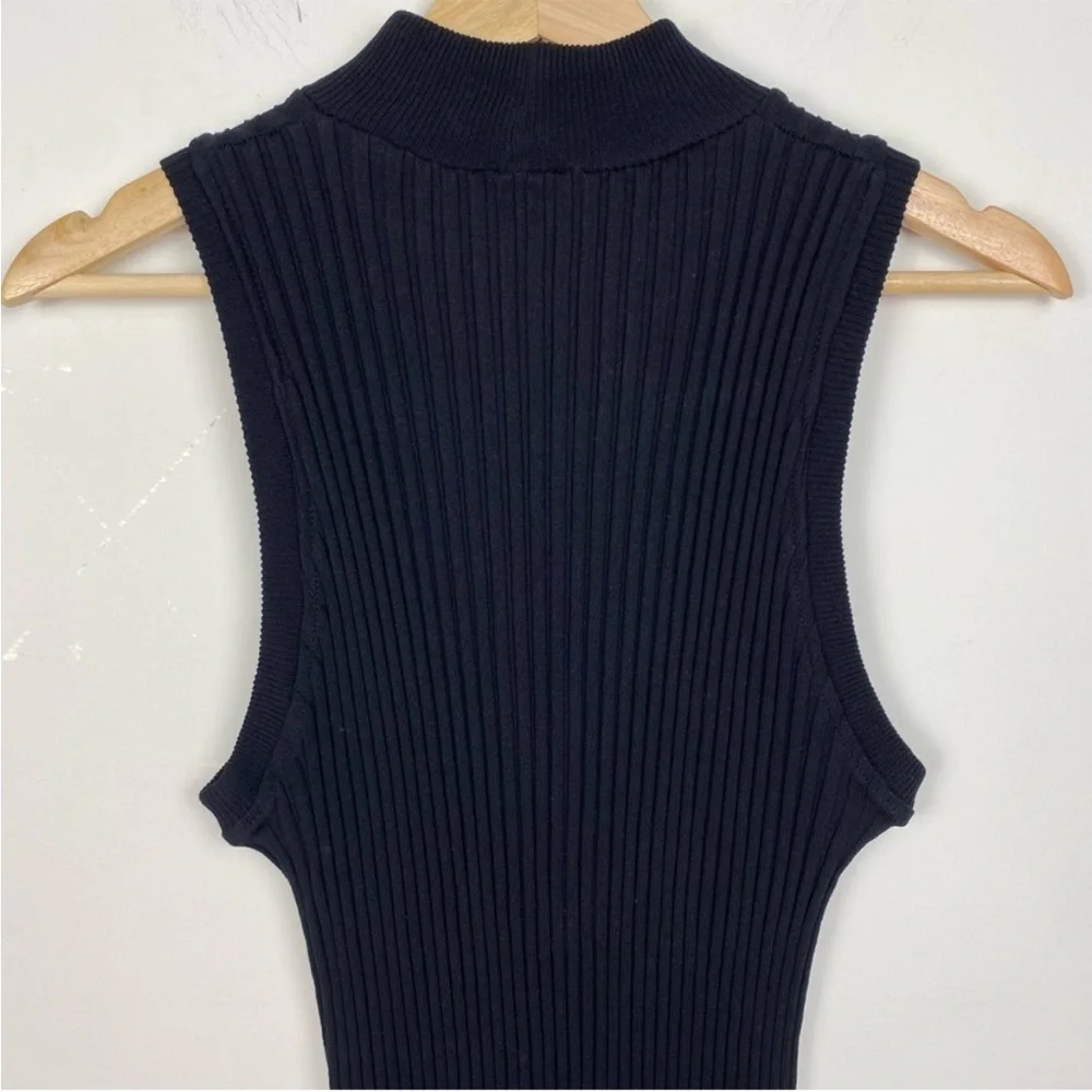 ZARA NWT Form Fitting Mock Neck Rib Knit Midi Dress, Black, Size XS-S - Picture 10 of 11